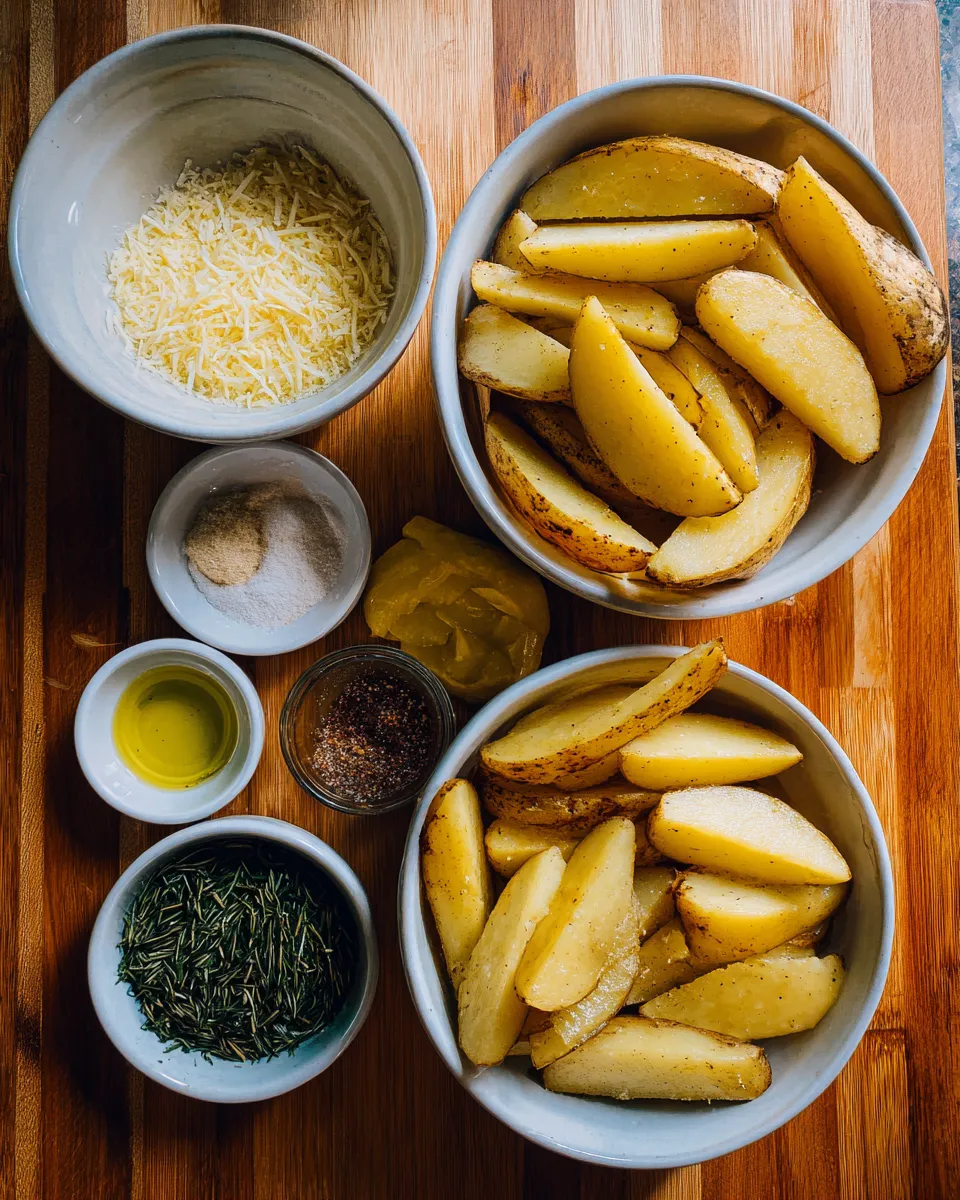 Ingredients for Irresistible Baked Garlic Parmesan Potato Wedges: A Flavor Explosion
