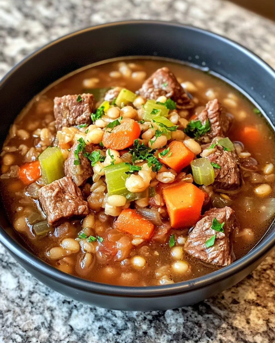 Photo of featured for Hearty Beef Barley Soup Recipe: A Comforting Bowl of Goodness