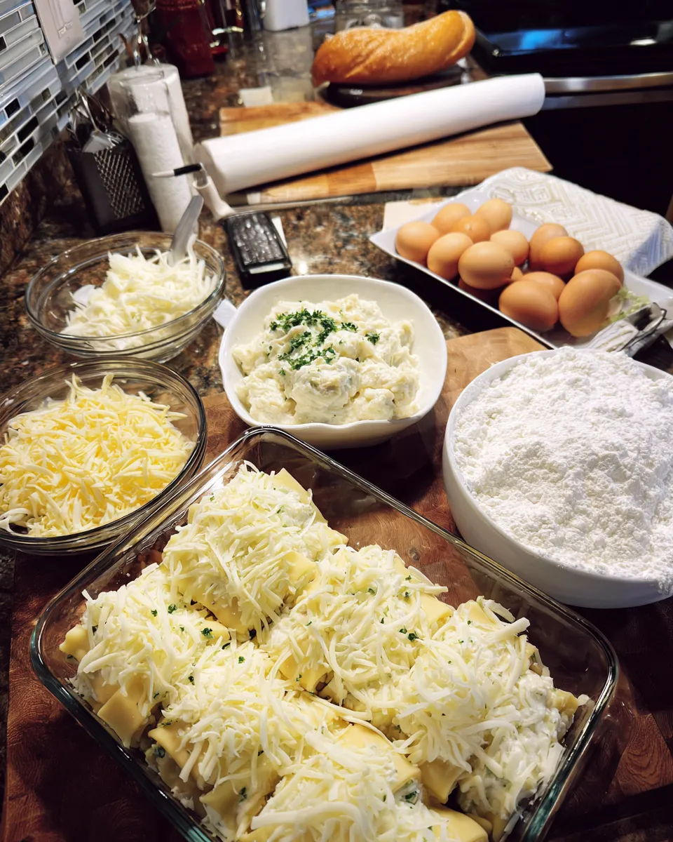 Ingredients for Irresistible Cheesy Chicken Alfredo Lasagna Rolls Recipe