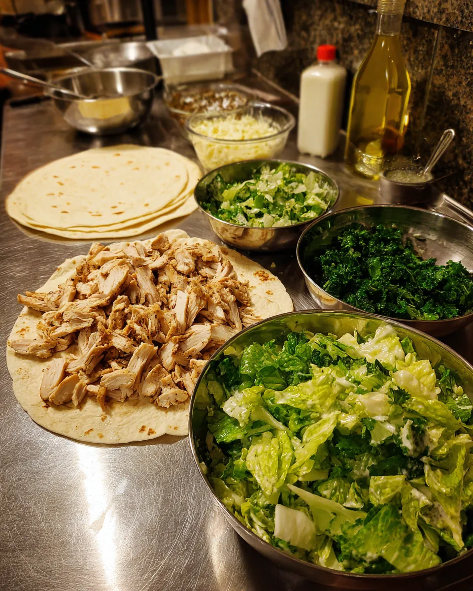 Ingredients for Deliciously Satisfying Chicken Caesar Wrap