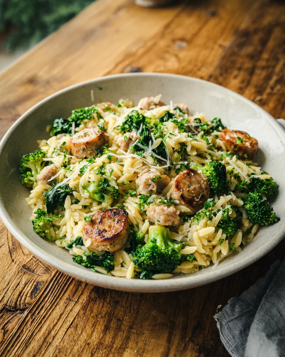 Photo of featured for Delicious Chicken Sausage Broccoli Orzo Recipe