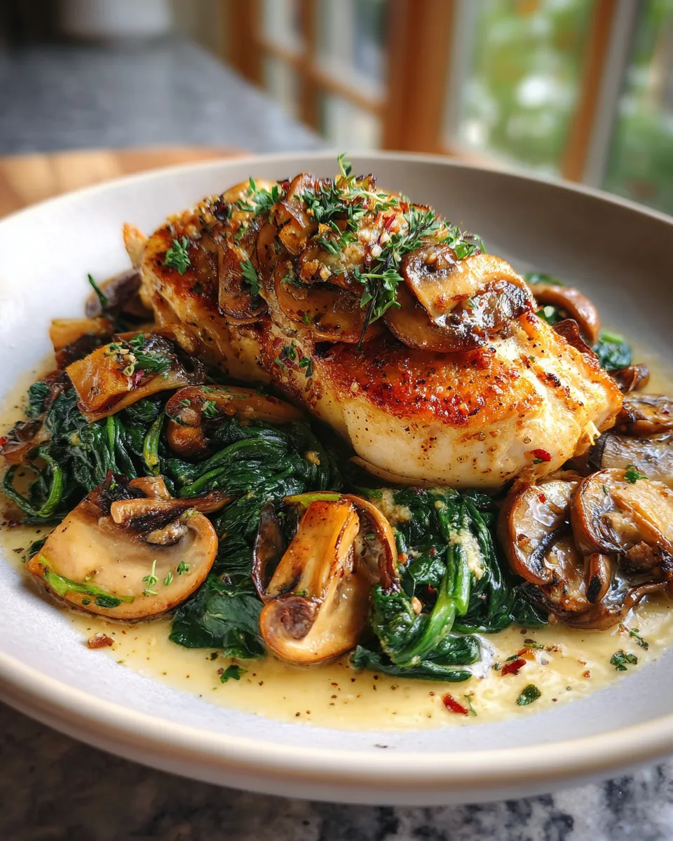 Photo of featured for Savory Chicken Spinach and Mushroom Delight