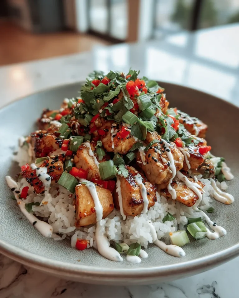 Photo of featured for Spicy Chili Chicken Bowl: Irresistible Coconut Lime Drizzle