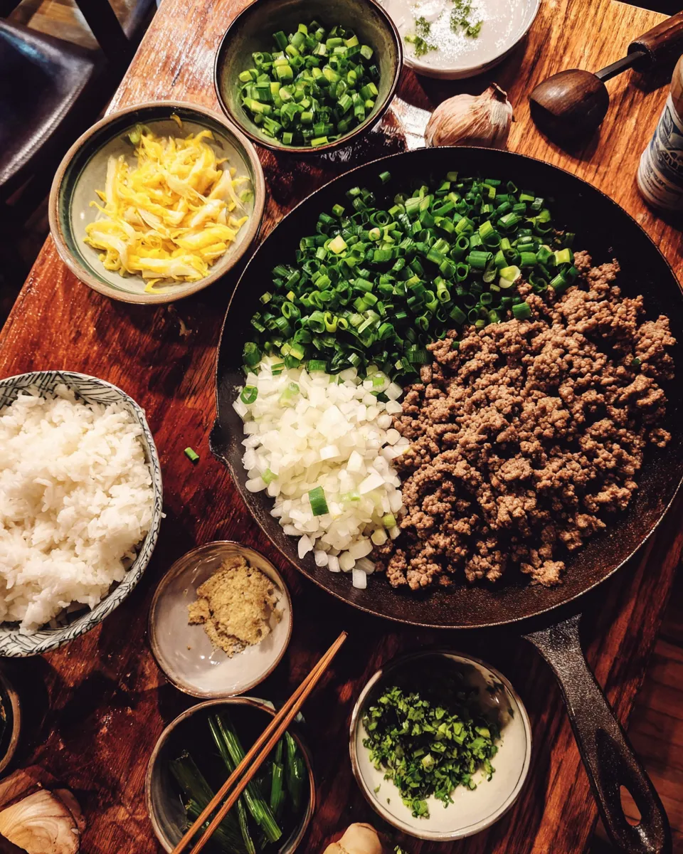 Ingredients for Savory Korean Ground Beef Bowl: Effortlessly Delicious
