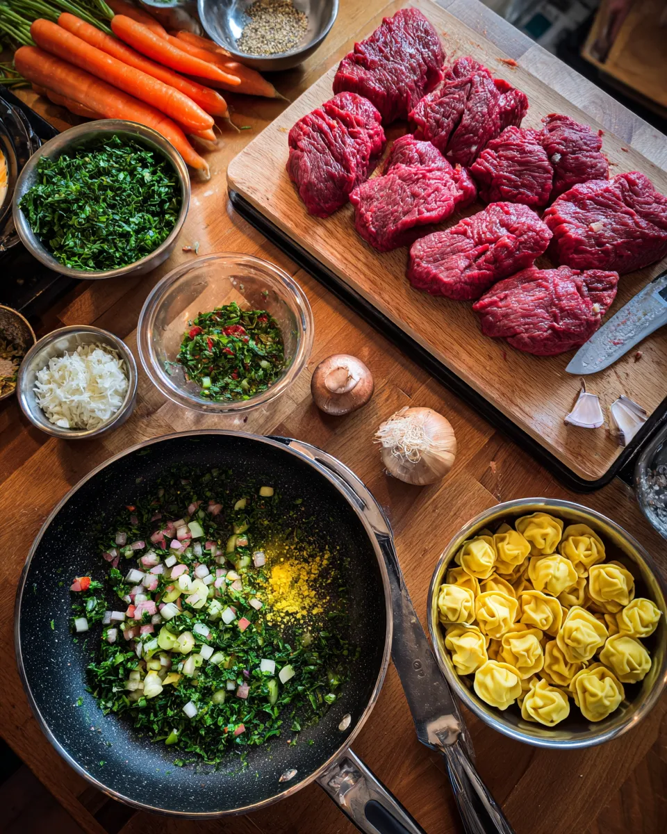 Ingredients for Sizzling Garlic Steak Tortellini: A Flavor Explosion