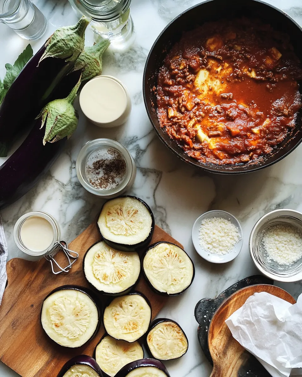 Ingredients for Savory Greek Eggplant Moussaka: A Flavorful Twist on a Classic Dish