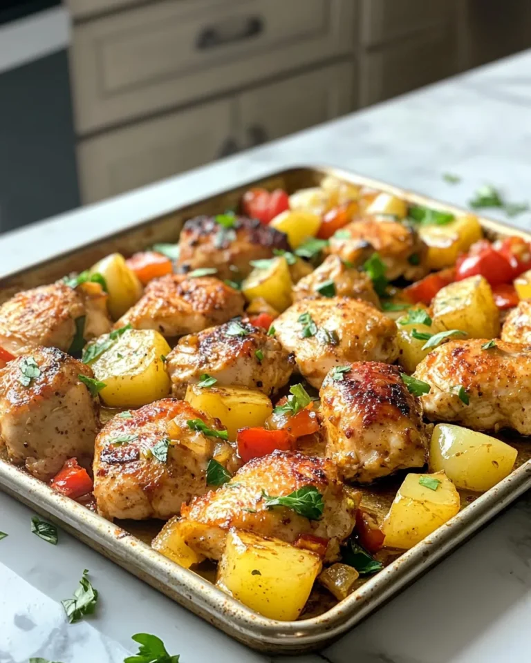 Photo of featured for Deliciously Easy Hawaiian Chicken Sheet Pan Recipe