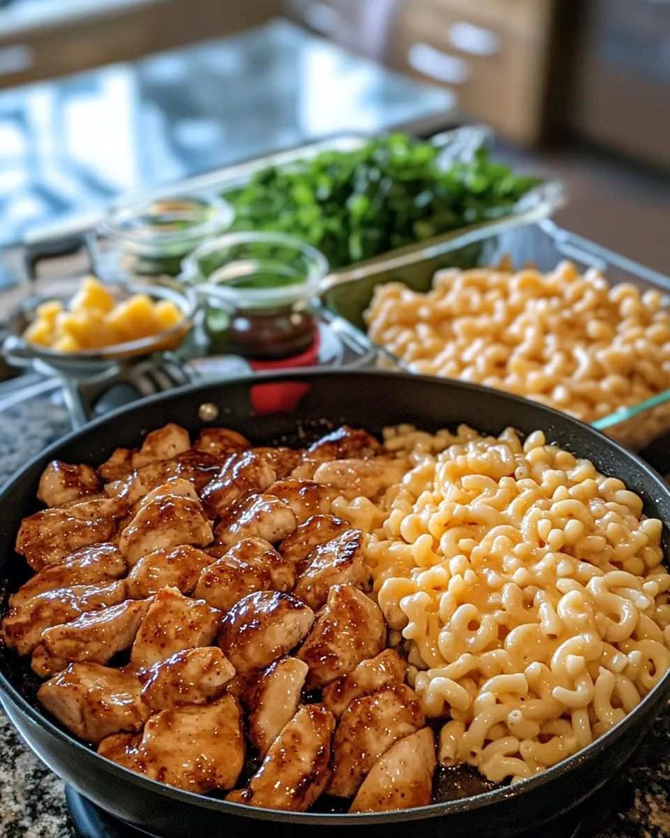 Ingredients for Savory Honey Garlic Chicken: Indulgent Cheesy Mac Delight