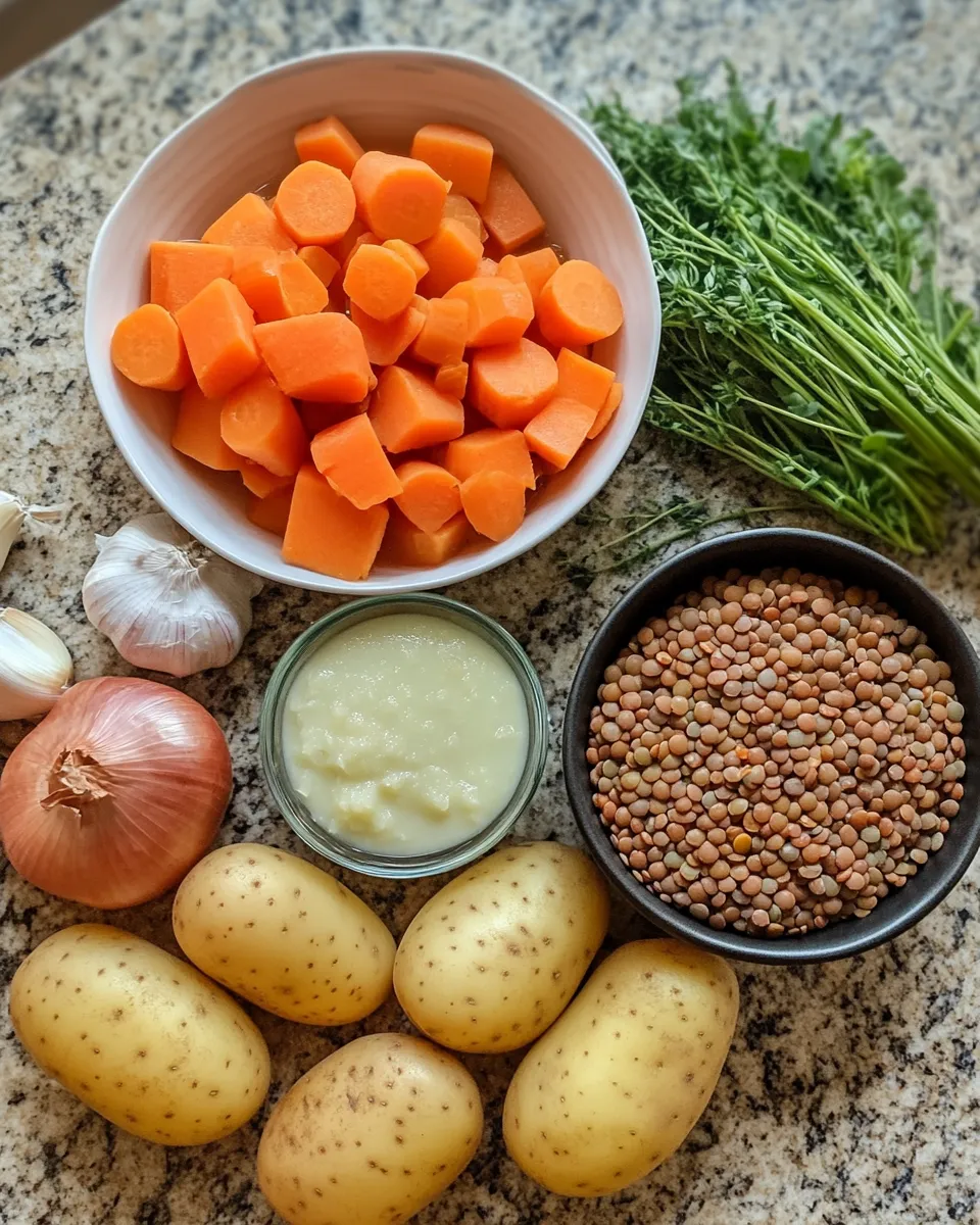 Ingredients for Hearty Lentil and Potato Soup: A Cozy Winter Comfort