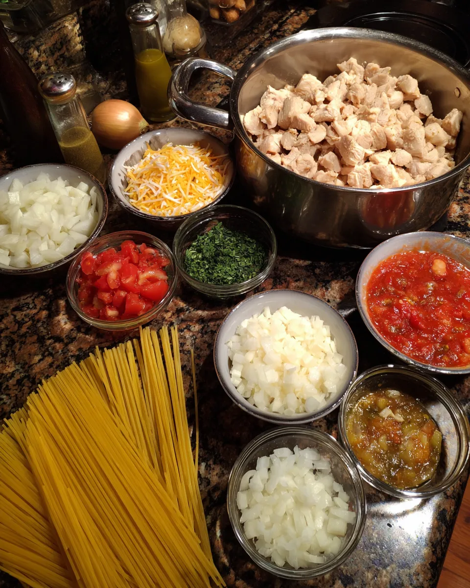 Ingredients for Deliciously Spicy Mexican Chicken Spaghetti