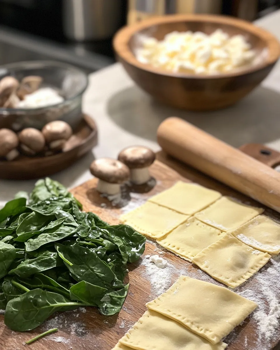 Ingredients for Savory Mushroom Ravioli with Spinach: A Delectable Delight
