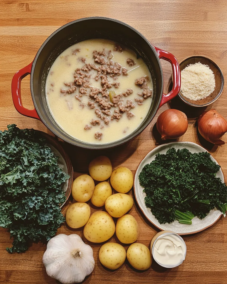 Ingredients for Deliciously Decadent Olive Garden Zuppa Toscana Recipe