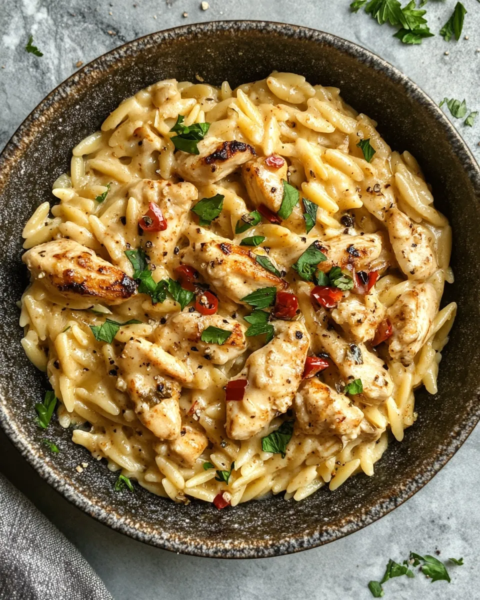 Photo of featured for One-Pot Cajun Chicken Alfredo Orzo: Spicy and Creamy Delight