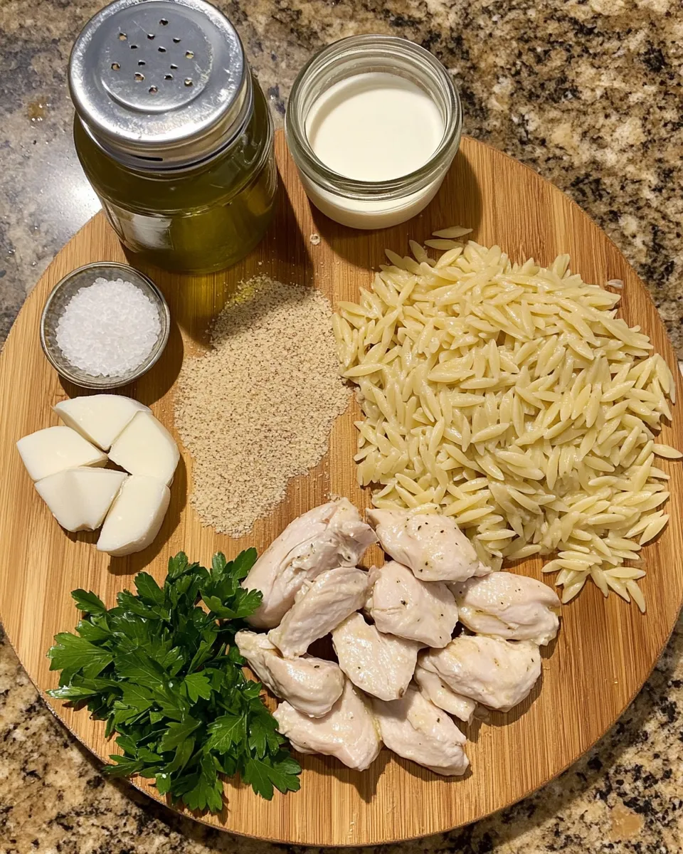 Ingredients for One-Pot Cajun Chicken Alfredo Orzo: Spicy and Creamy Delight