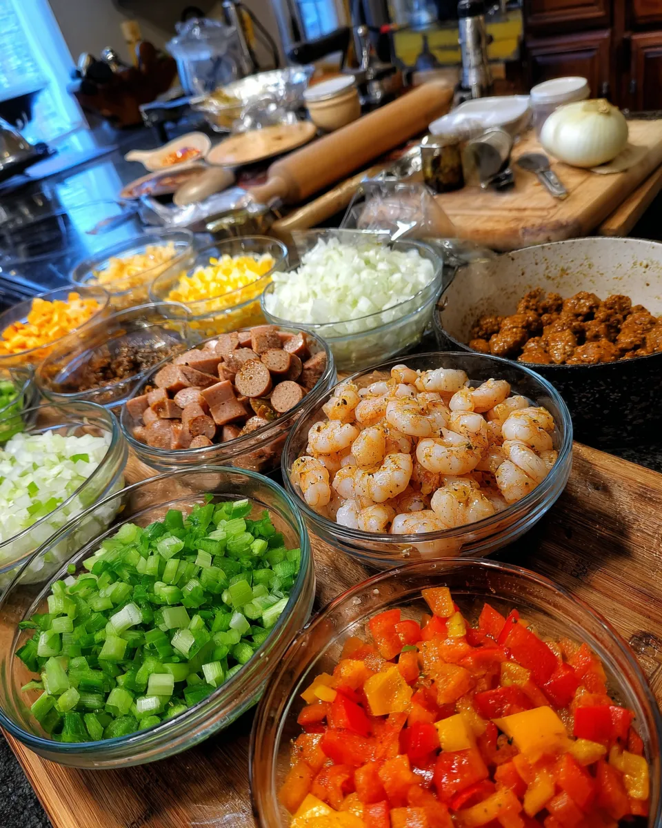 Ingredients for Deliciously Decadent Shrimp and Sausage Dirty Rice