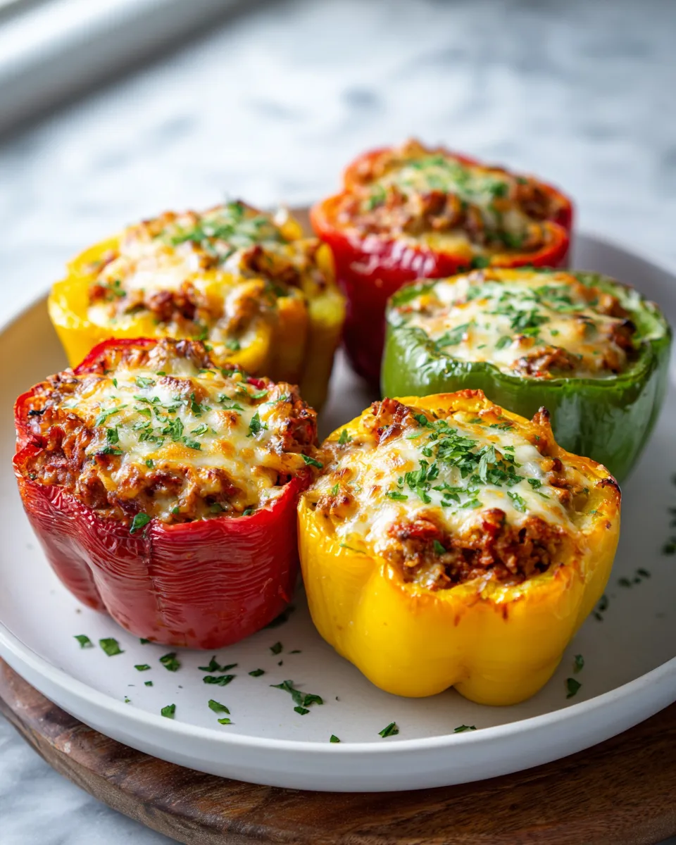 Photo of featured for Deliciously Easy Slow Cooker Stuffed Bell Peppers
