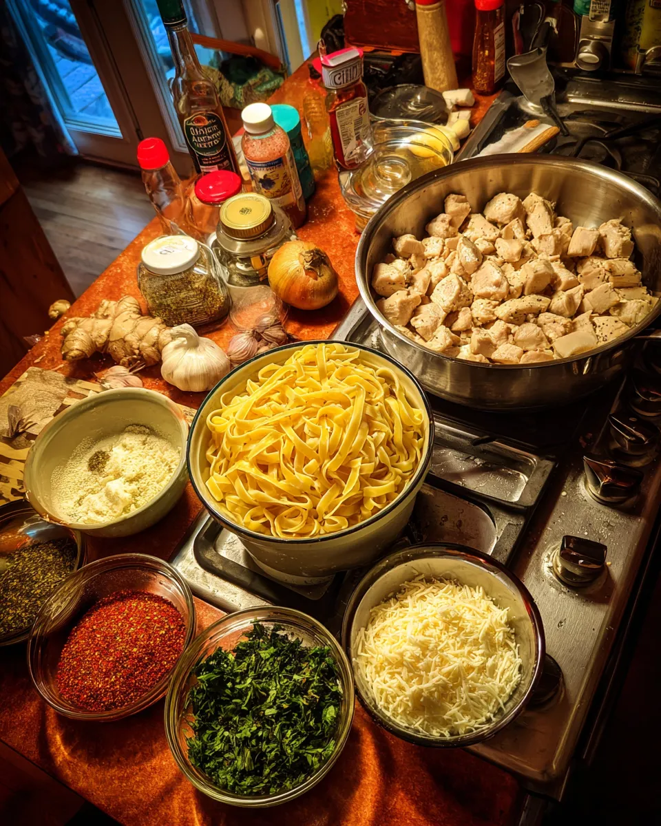 Ingredients for Spicy Southwest Chicken Alfredo Pasta: A Flavor Explosion