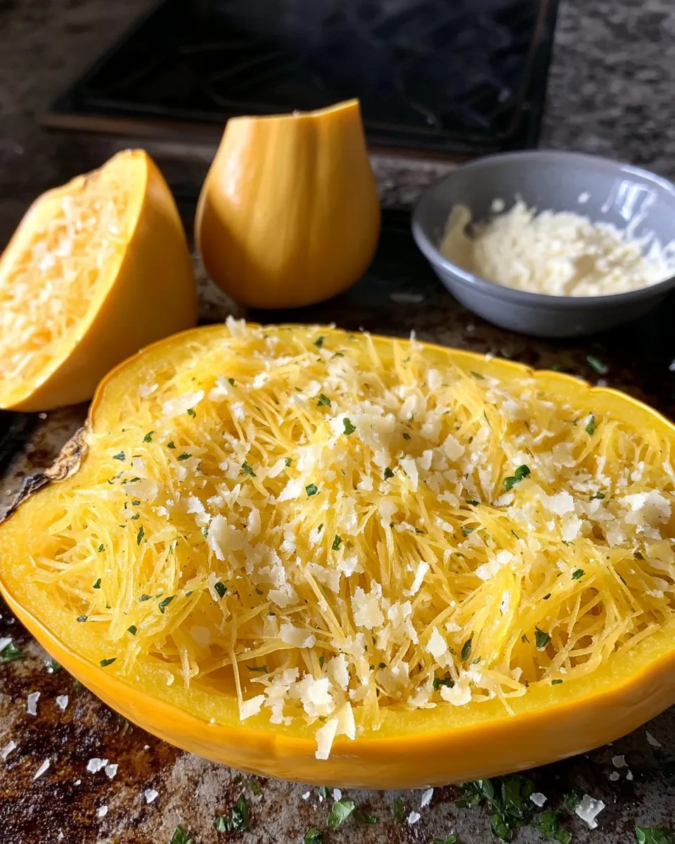 Ingredients for Deliciously Cheesy Spaghetti Squash Au Gratin