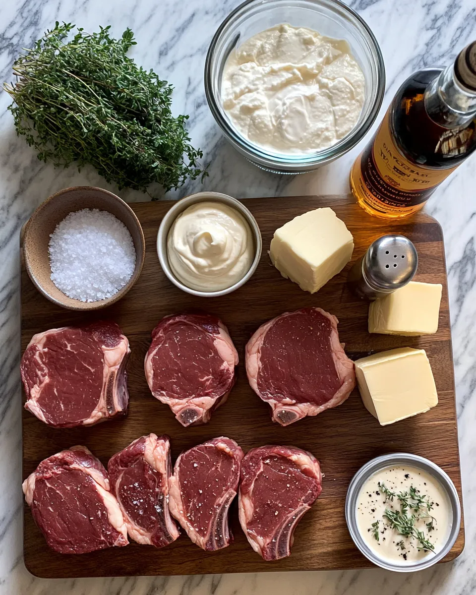 Ingredients for Indulgent Steak with Whiskey Garlic Cream Sauce: A Decadent Delight