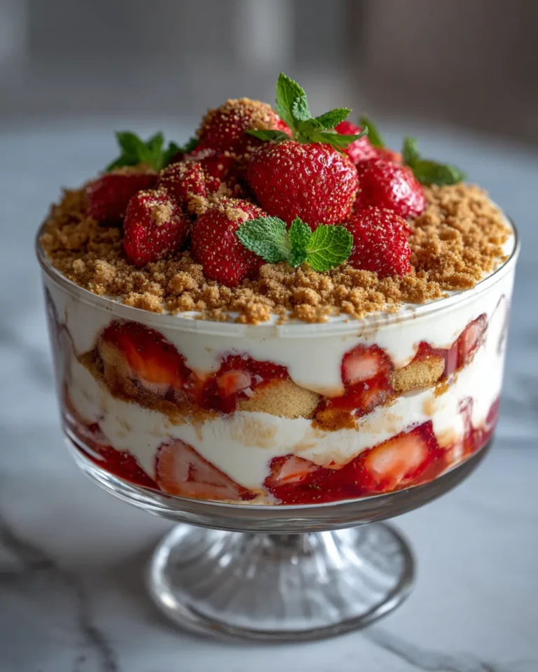 Photo of featured for Indulgent Strawberry Cheesecake Trifle: Tempting Layers of Sweetness