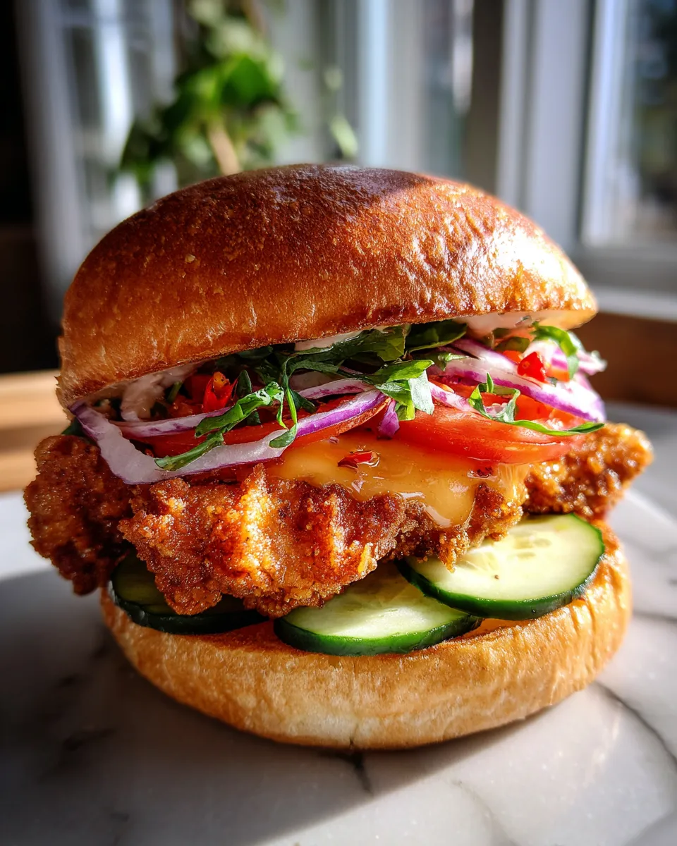 Photo of featured for Sizzling Thai Fried Chicken Sandwich: A Flavor Explosion in Every Bite