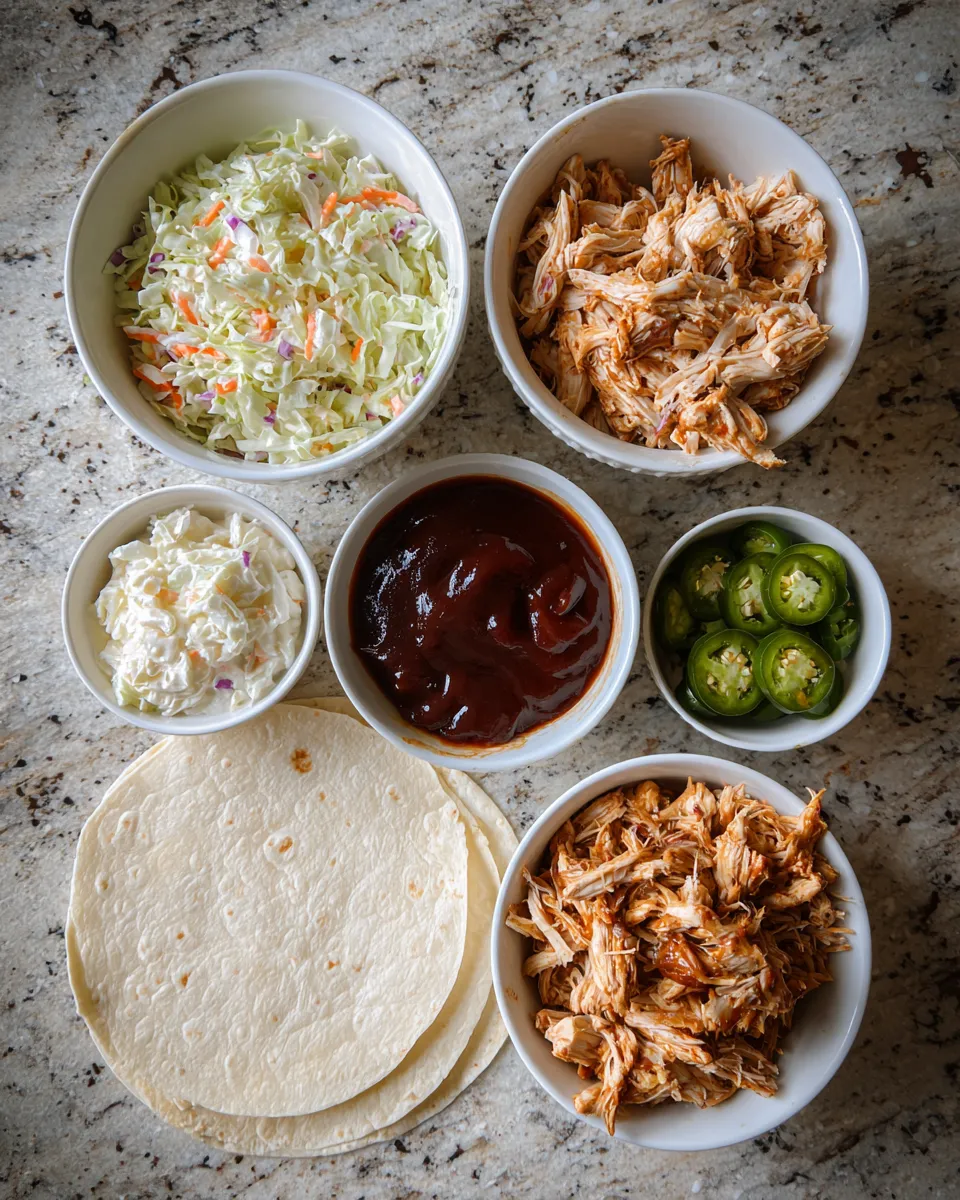 Ingredients for Sizzling BBQ Chicken Coleslaw Wraps: A Mouthwatering Twist on Classic BBQ Fare