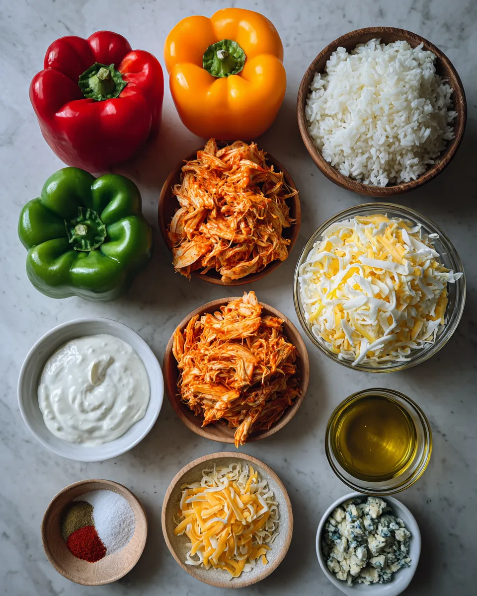 Ingredients for Spicy Buffalo Chicken Stuffed Peppers: A Flavor Explosion