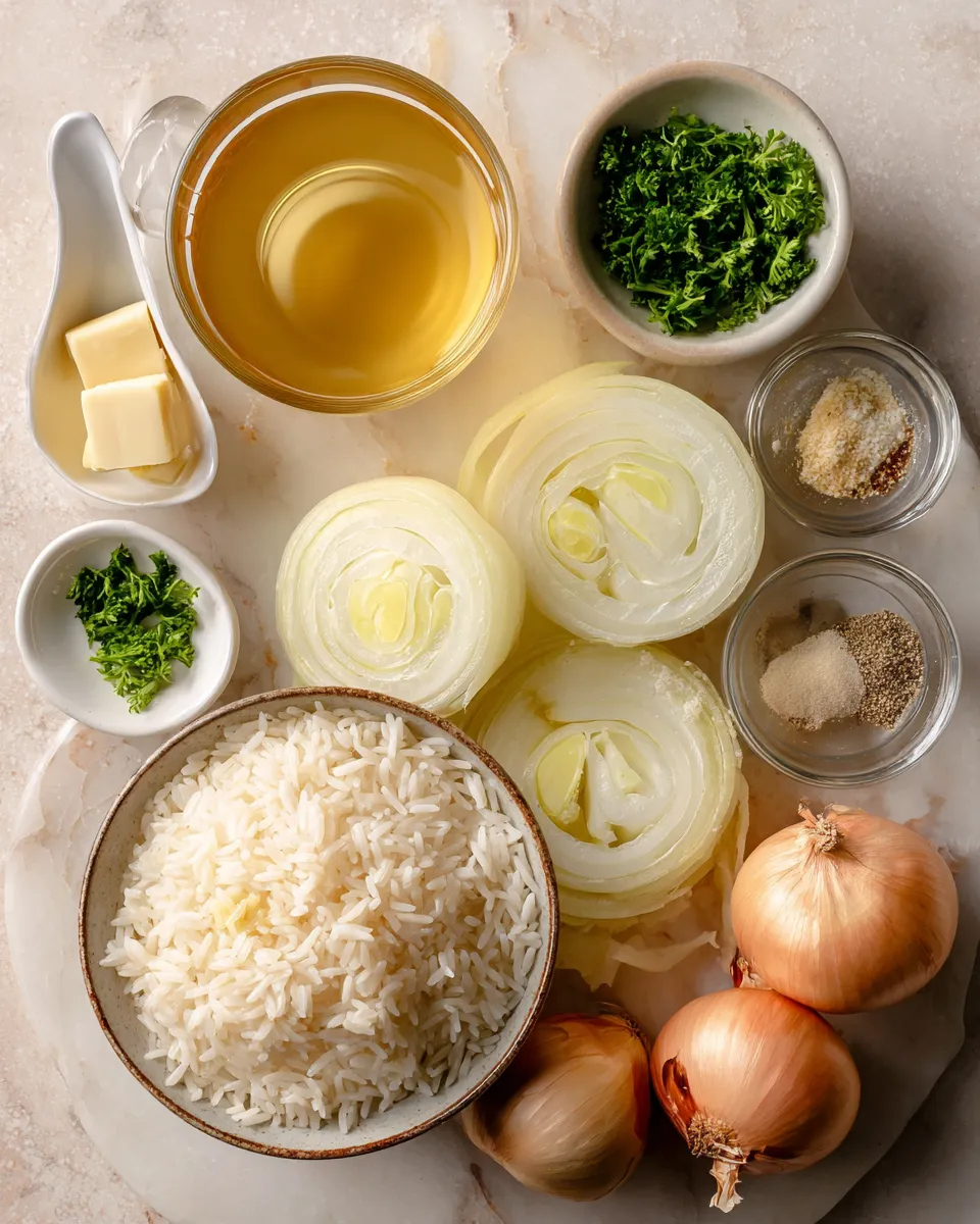Ingredients for Irresistibly Rich Buttery Onion Rice Side