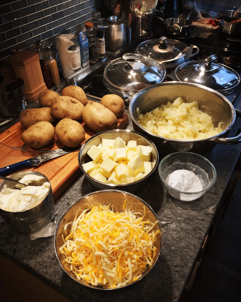 Ingredients for Irresistibly Cheesy Smashed Baked Potato Muffins