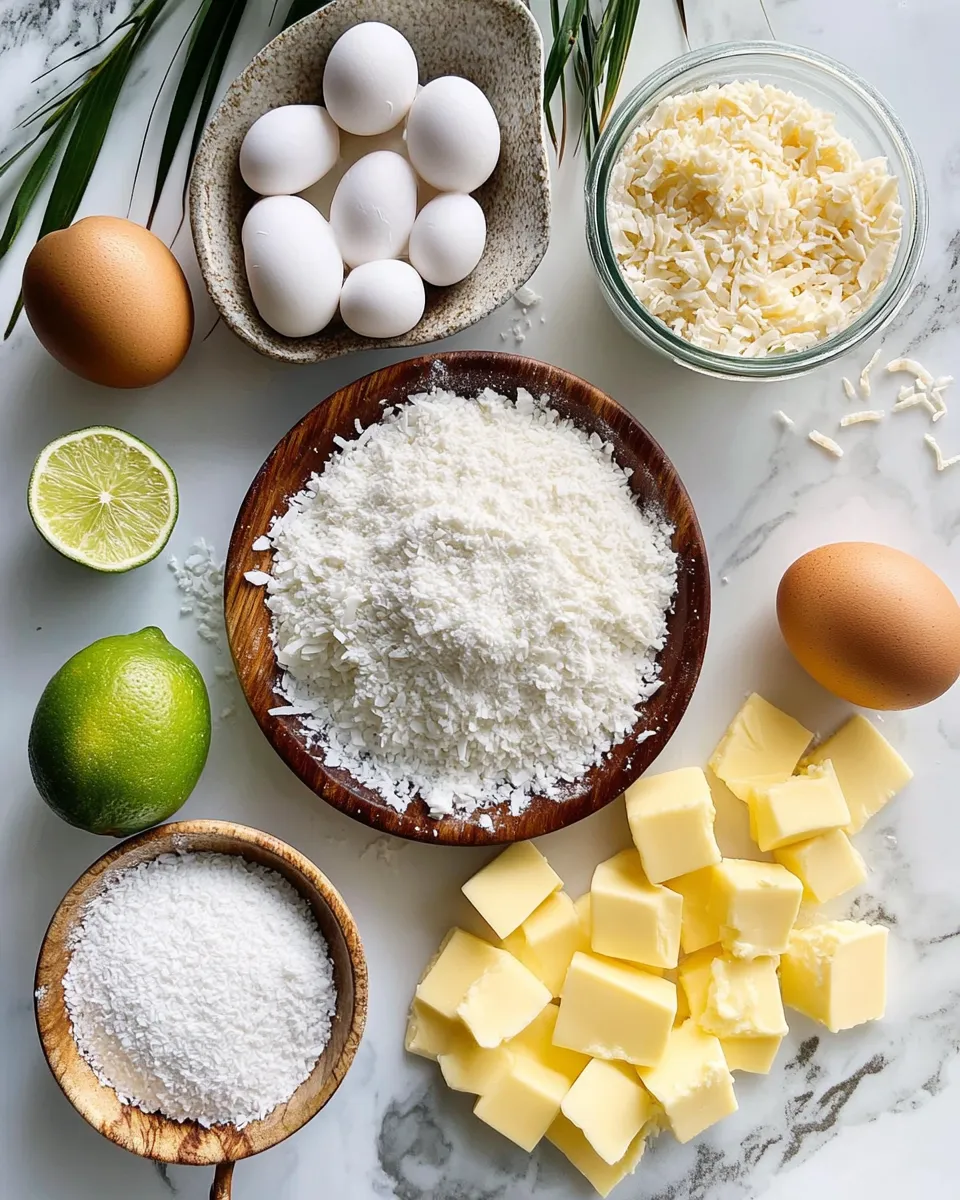 Ingredients for Irresistible Coconut Lime Bars: A Tropical Delight