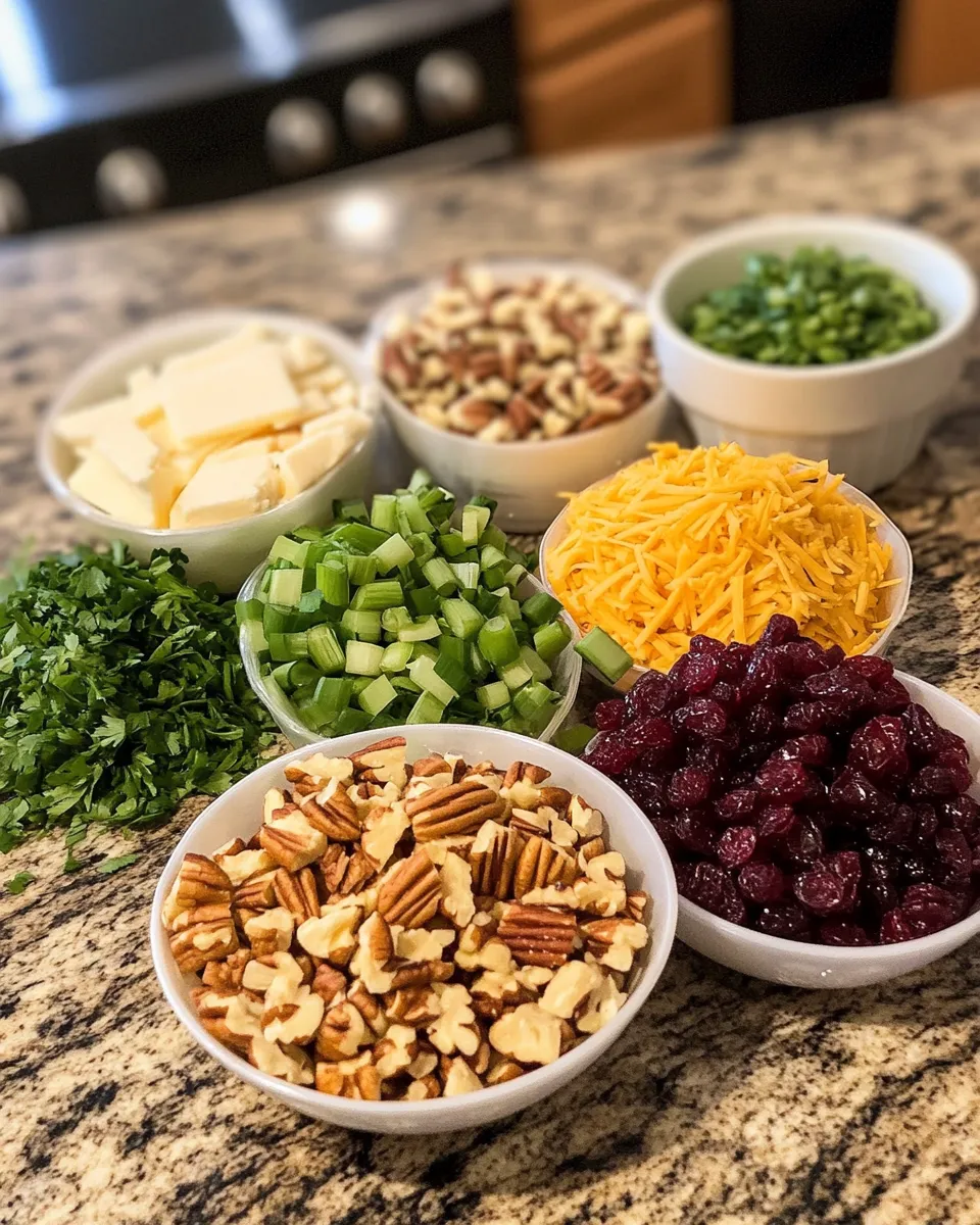 Ingredients for Decadent Cranberry and Pecan Cheese Ball: A Flavor Explosion