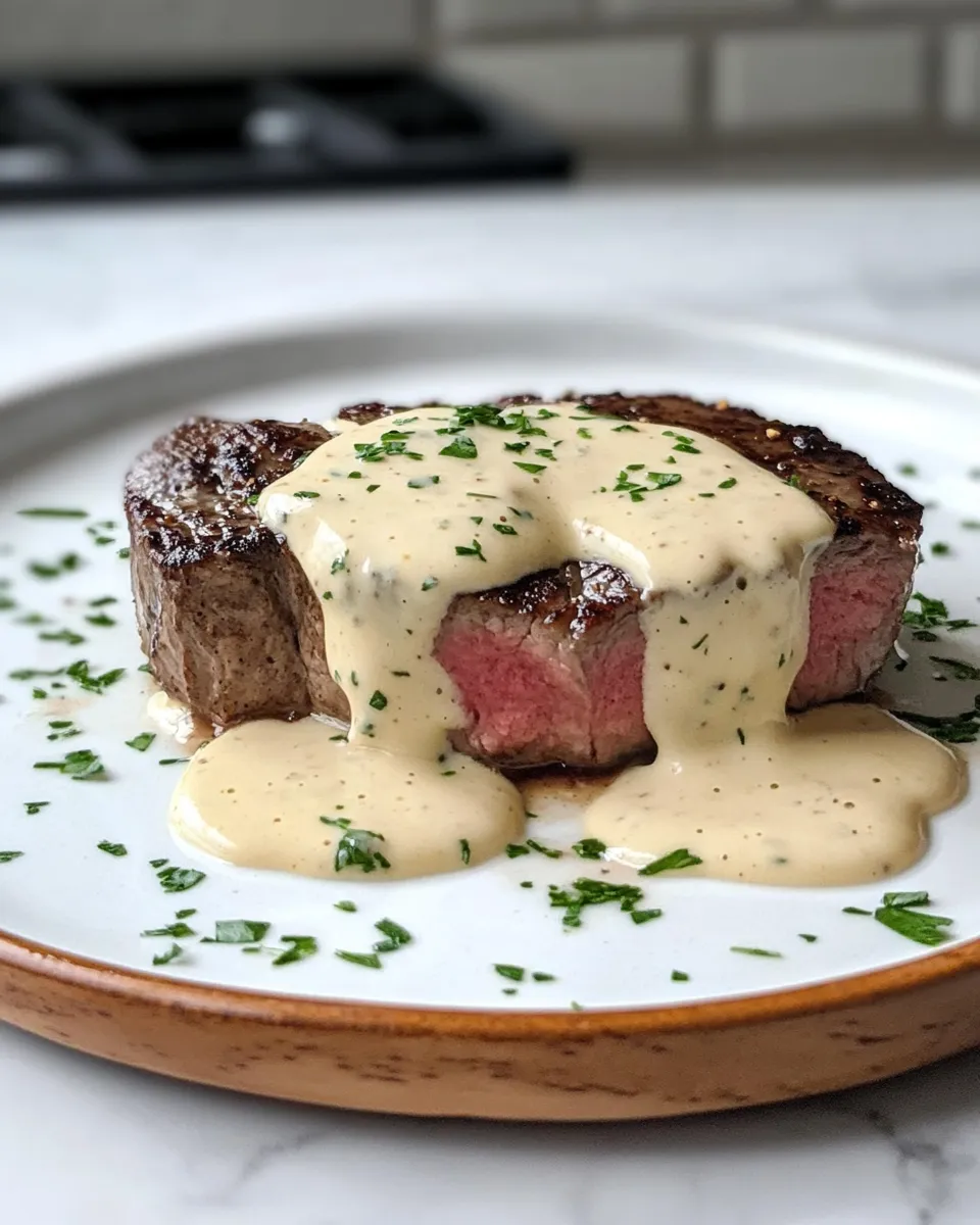 Photo of featured for Irresistible Juicy Steak: Indulge in Creamy Garlic Sauce