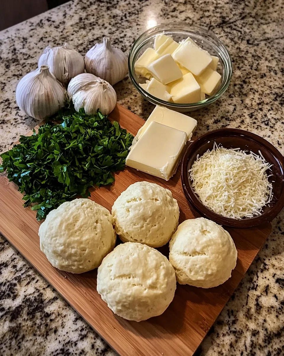 Ingredients for Irresistible Pillsbury Biscuit Garlic Butter Cheese Bombs