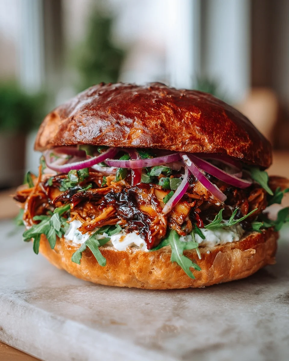 BBQ Pulled Mushroom Sandwich