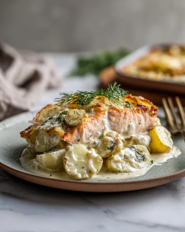 Creamy Dill Salmon Potato Bake