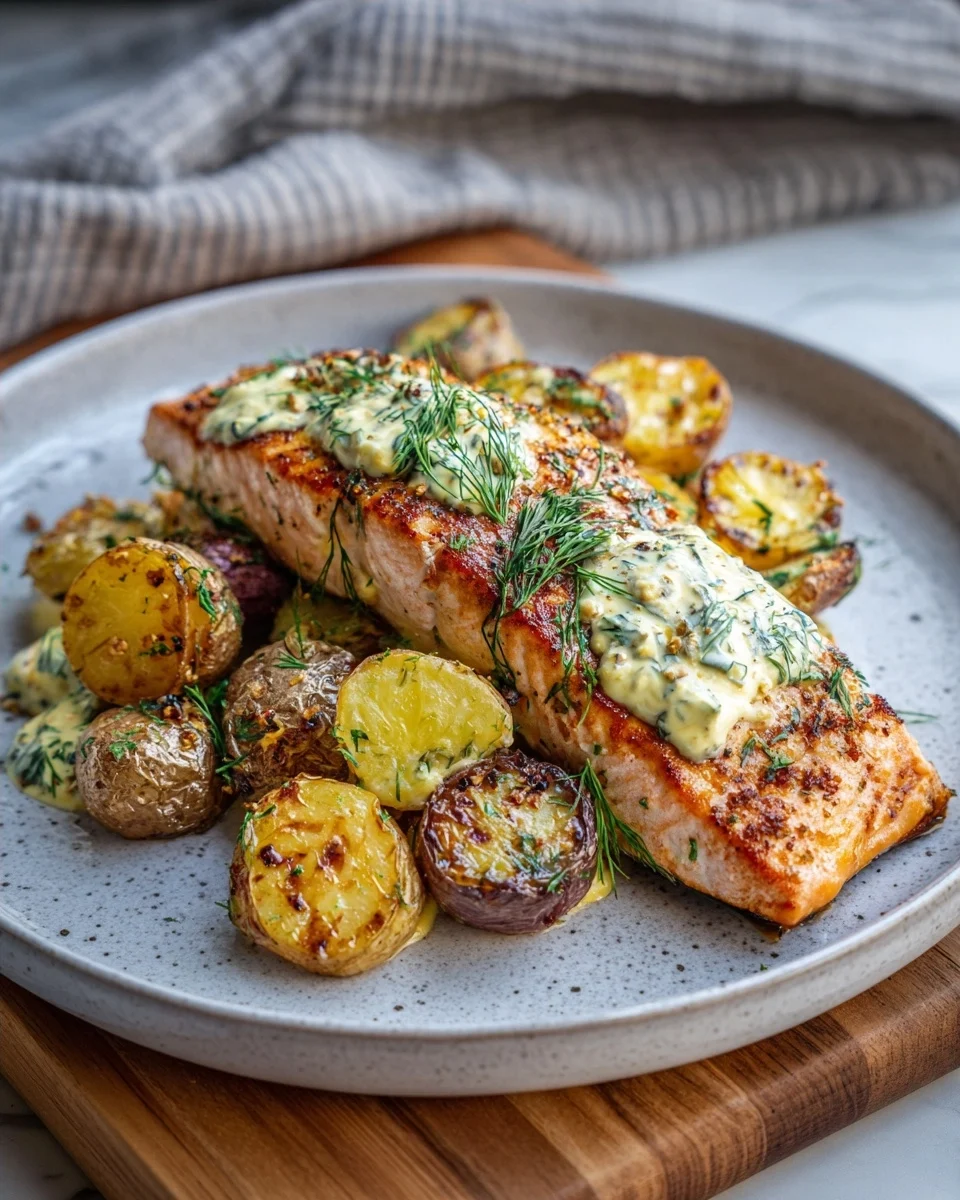 Creamy Dill Salmon Potato Bake