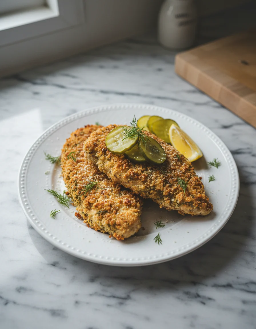 Crispy Dill Pickle Parmesan Chicken