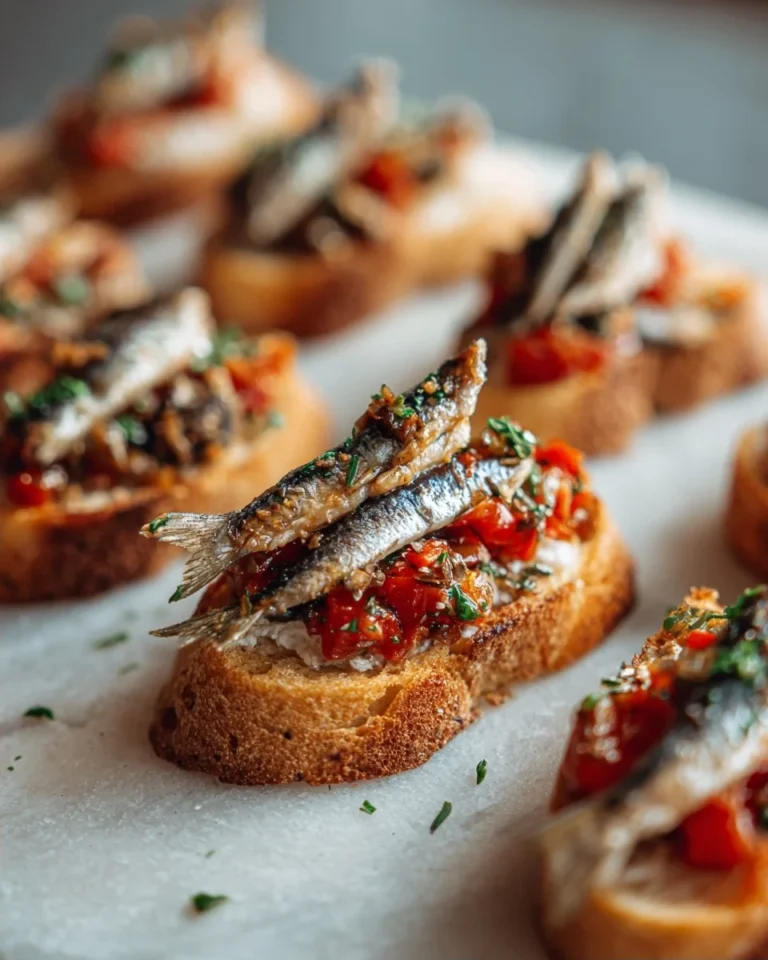 Crispy Garlic Anchovy Bruschetta