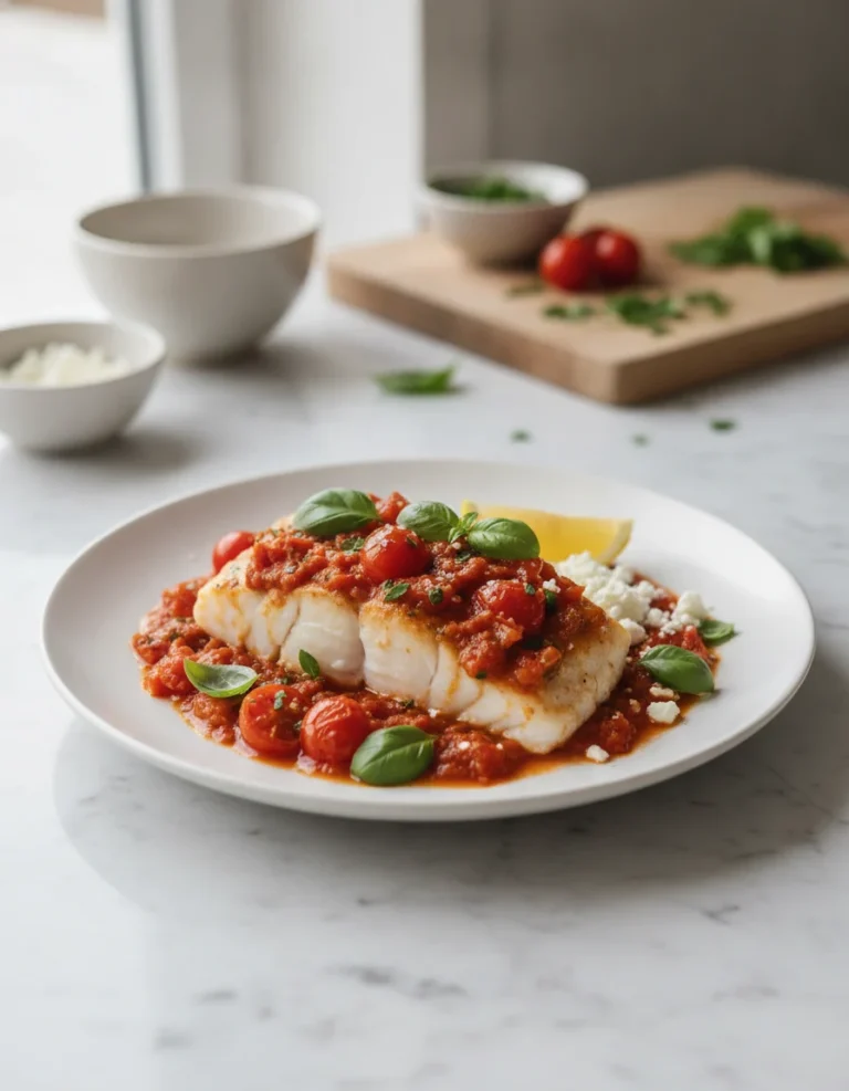 Mediterranean Cod in Tomato Basil Sauce
