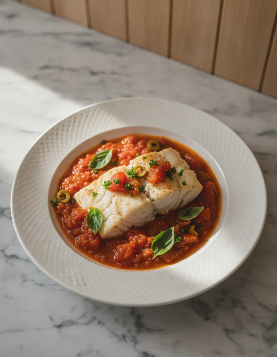 Mediterranean Cod in Tomato Basil Sauce