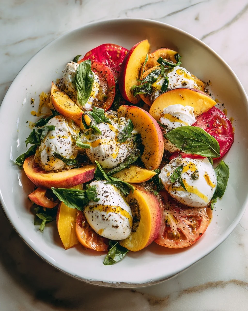 Peach Burrata Basil Summer Salad