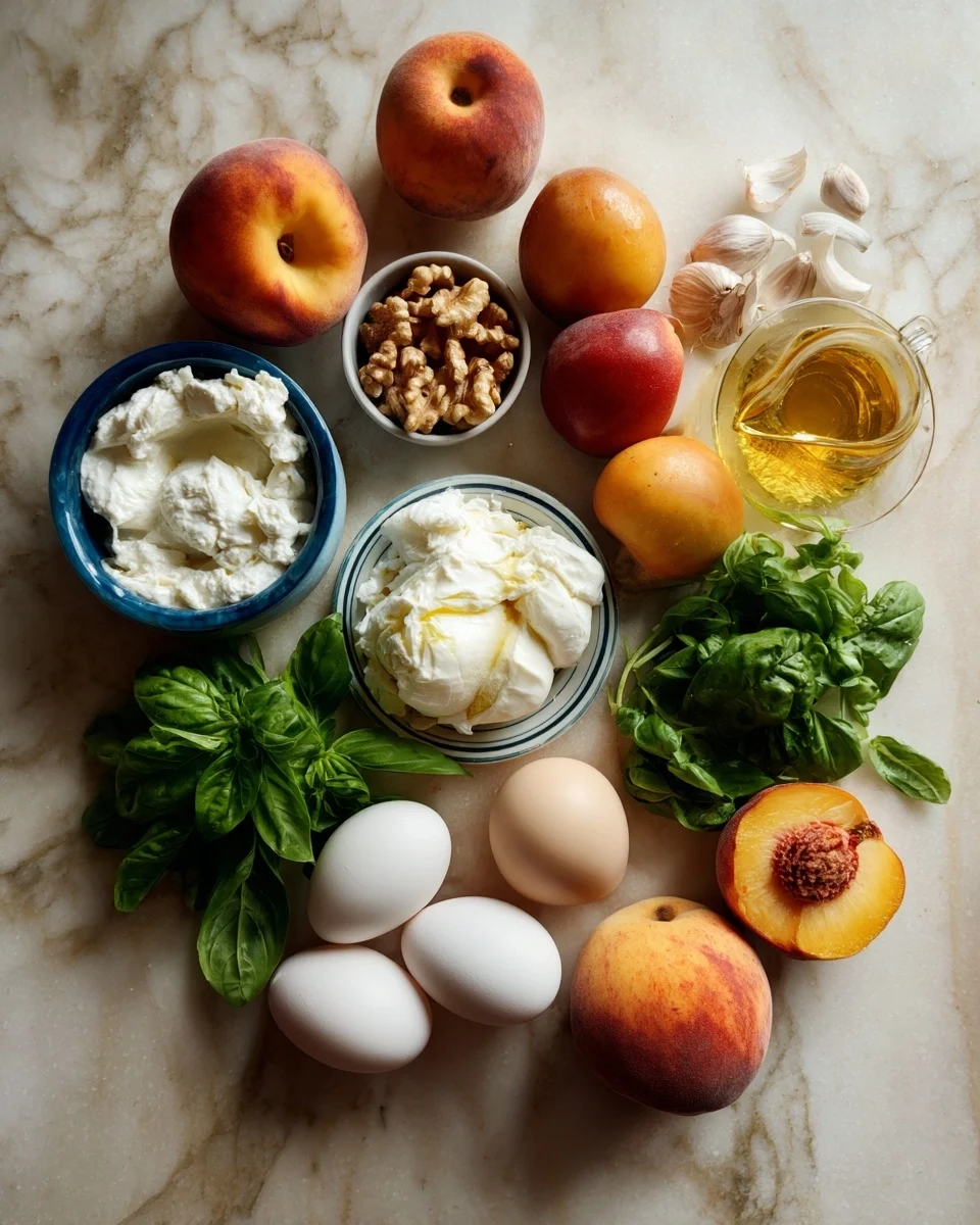 Peach Burrata Basil Summer Salad