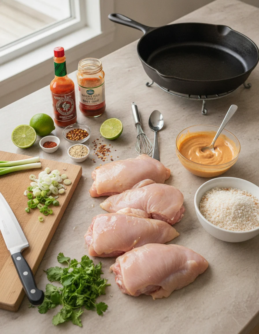 Skillet Bang Bang Chicken Thighs