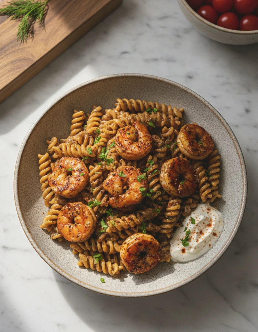 Spicy Blackened Shrimp Stroganoff
