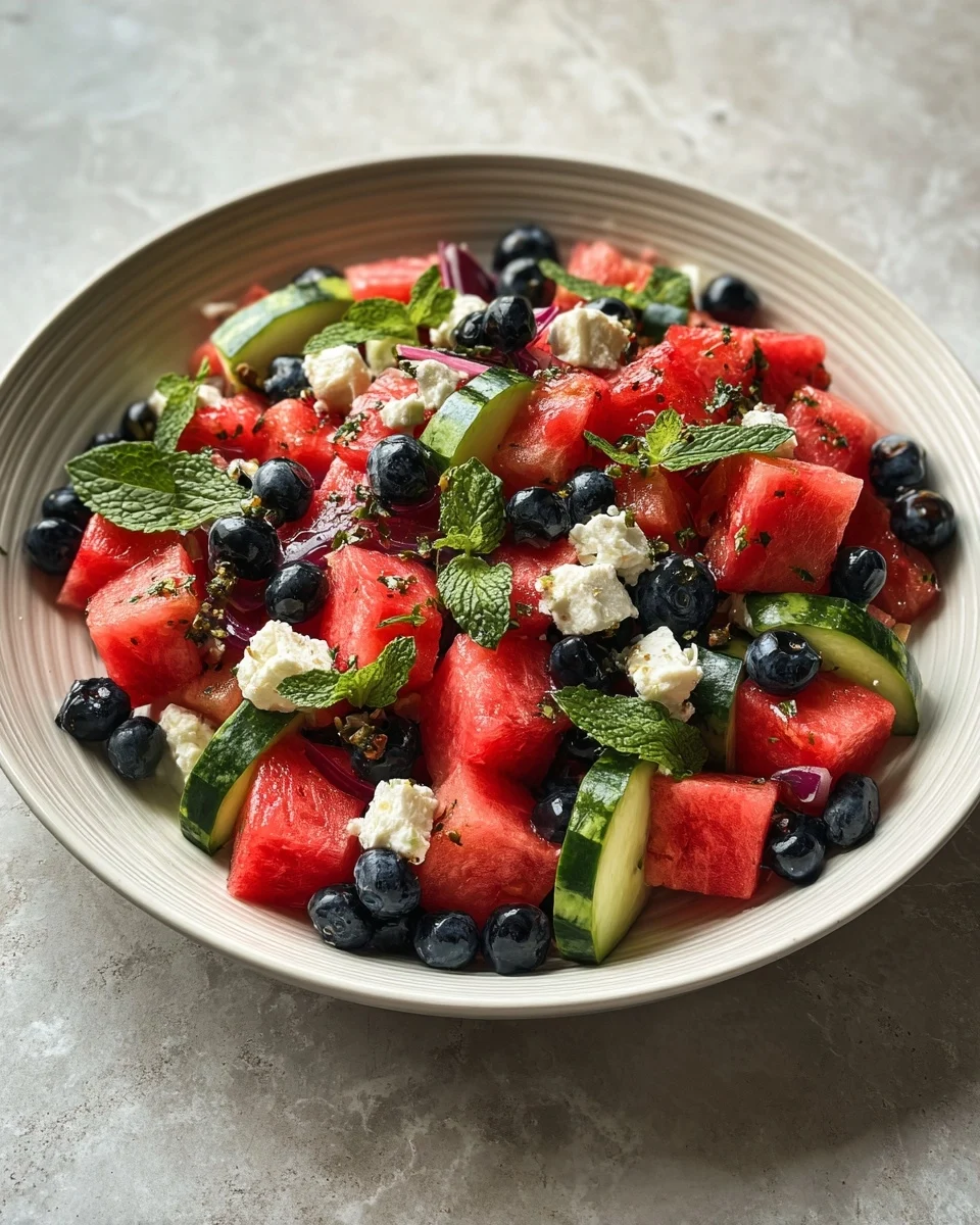 Watermelon Blueberry Feta Salad