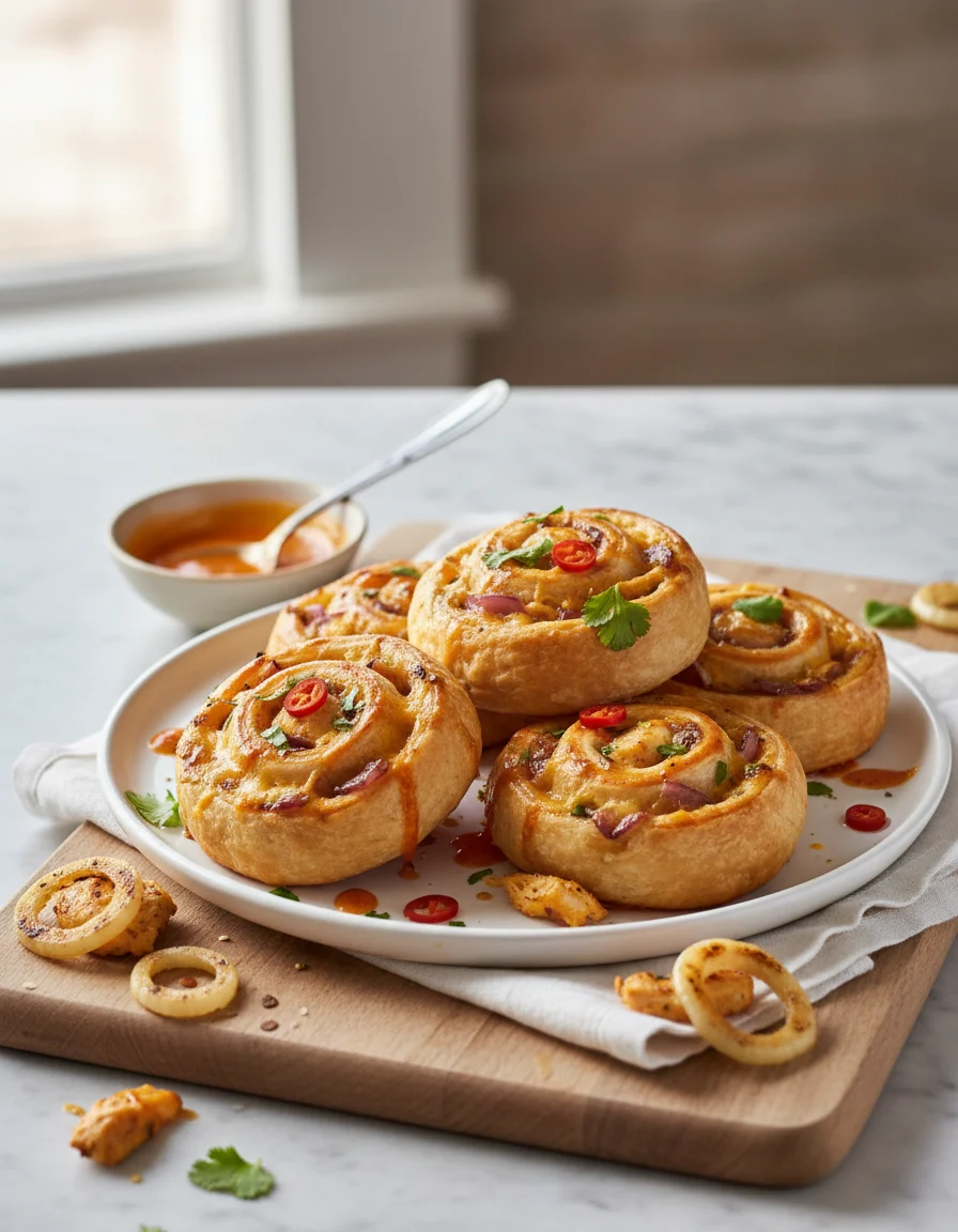 Zesty Chicken and Cheesy Onion Roll-Ups